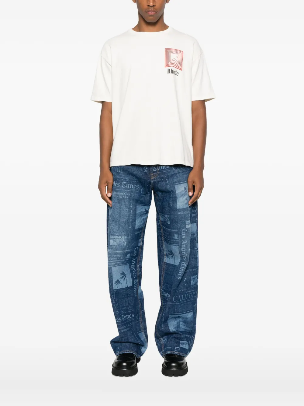 RHUDE logo-print T-shirt Wit