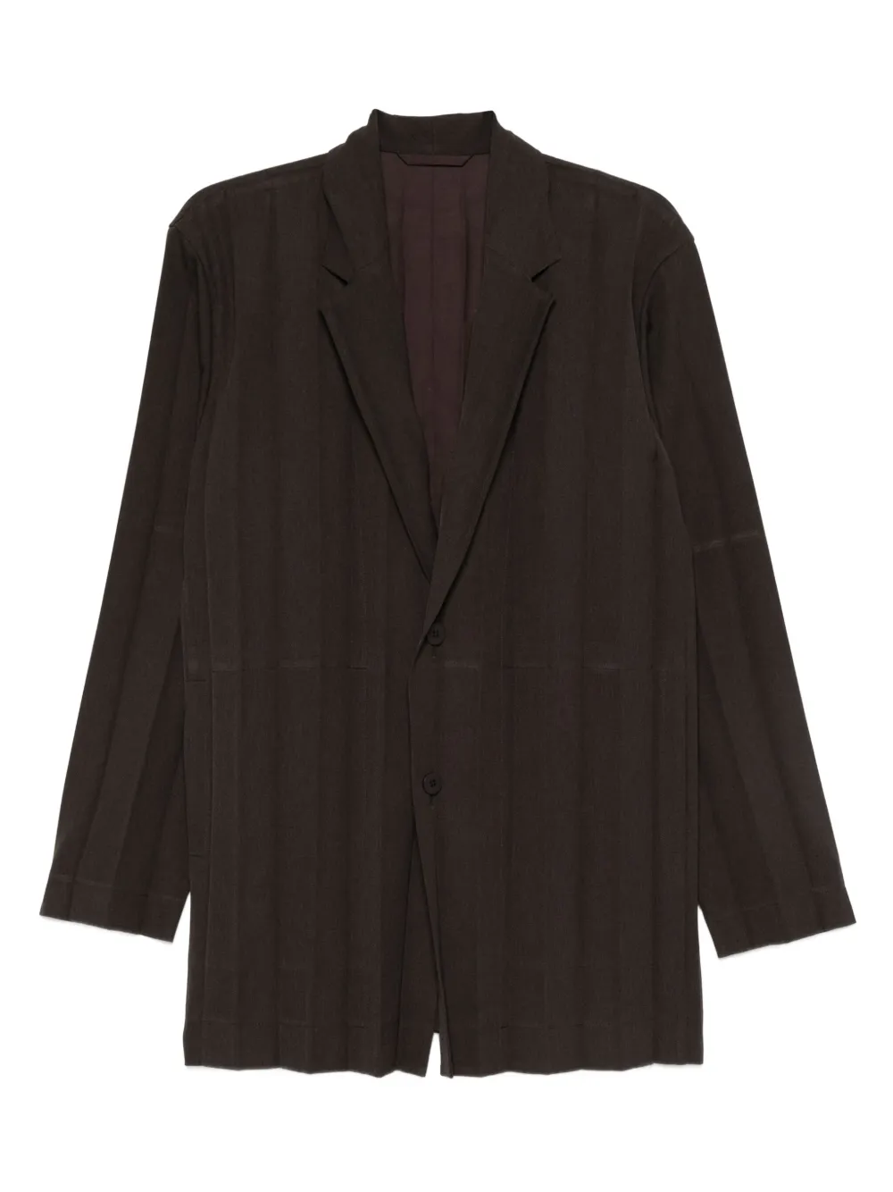 Homme Plissé Issey Miyake pleated single-breasted blazer - ブラウン Homme Plissé Issey Miyake pleated single-breasted blazer - ブラウン