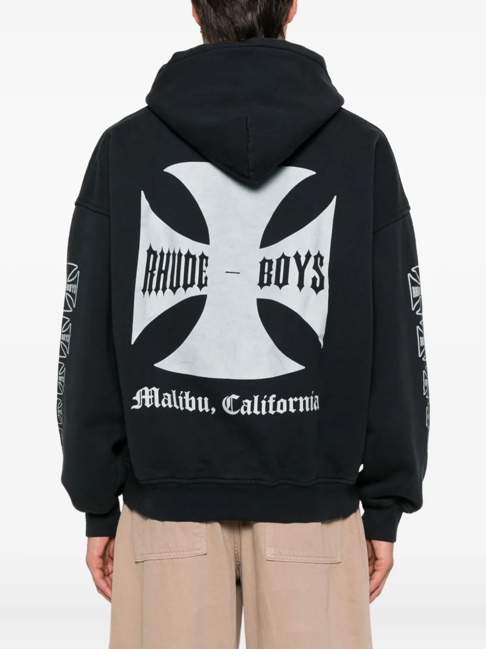 RHUDE logo-print hoodie Zwart