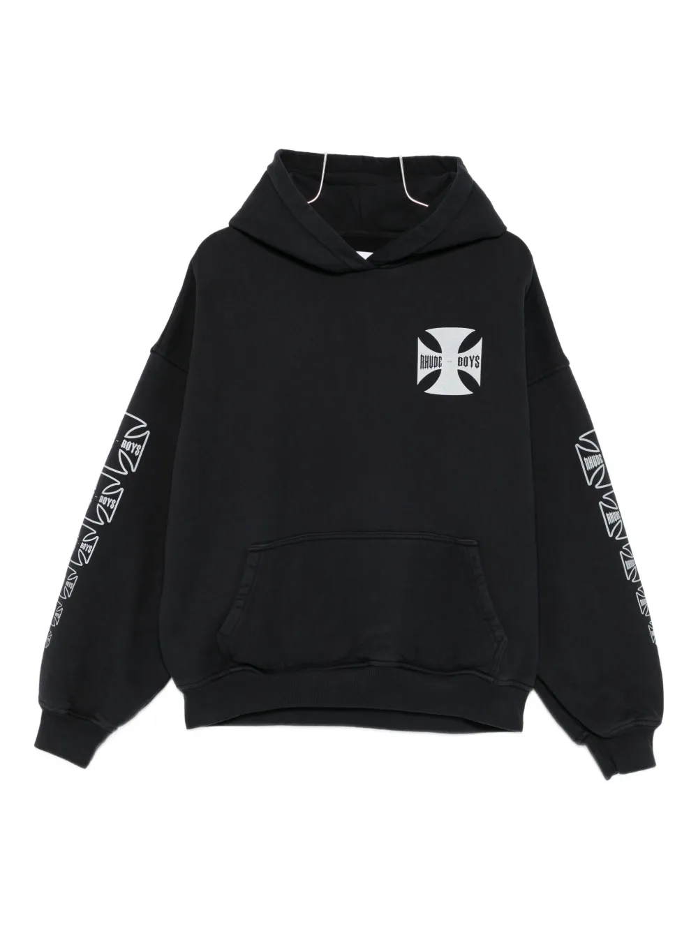 RHUDE logo-print hoodie Zwart