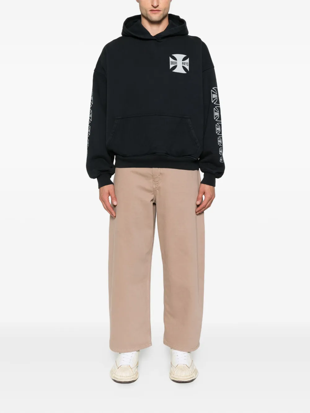 RHUDE logo-print hoodie Zwart