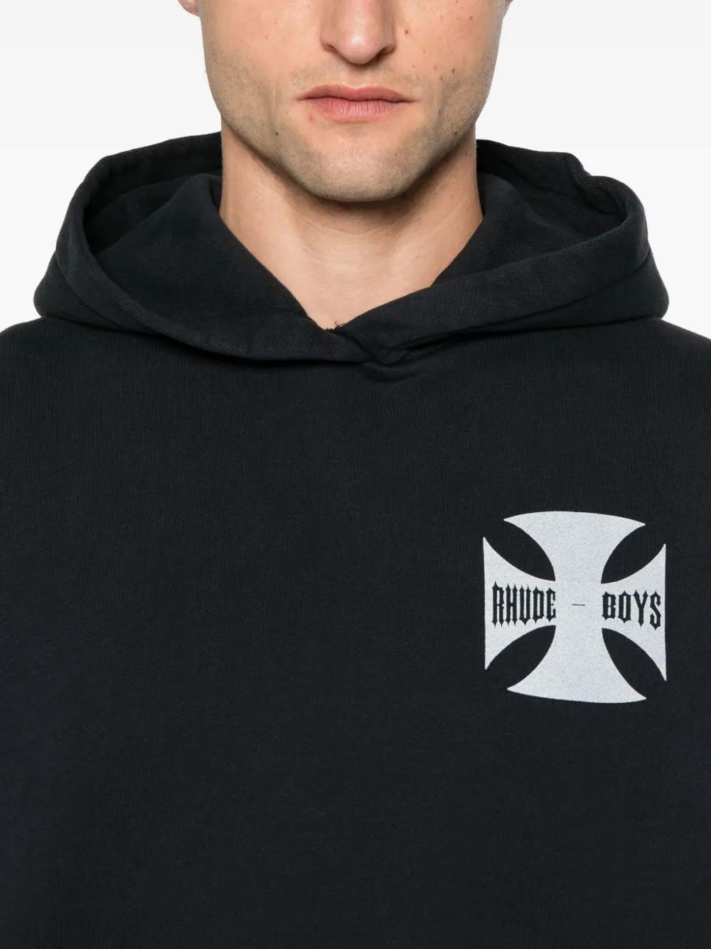 RHUDE logo-print hoodie Zwart