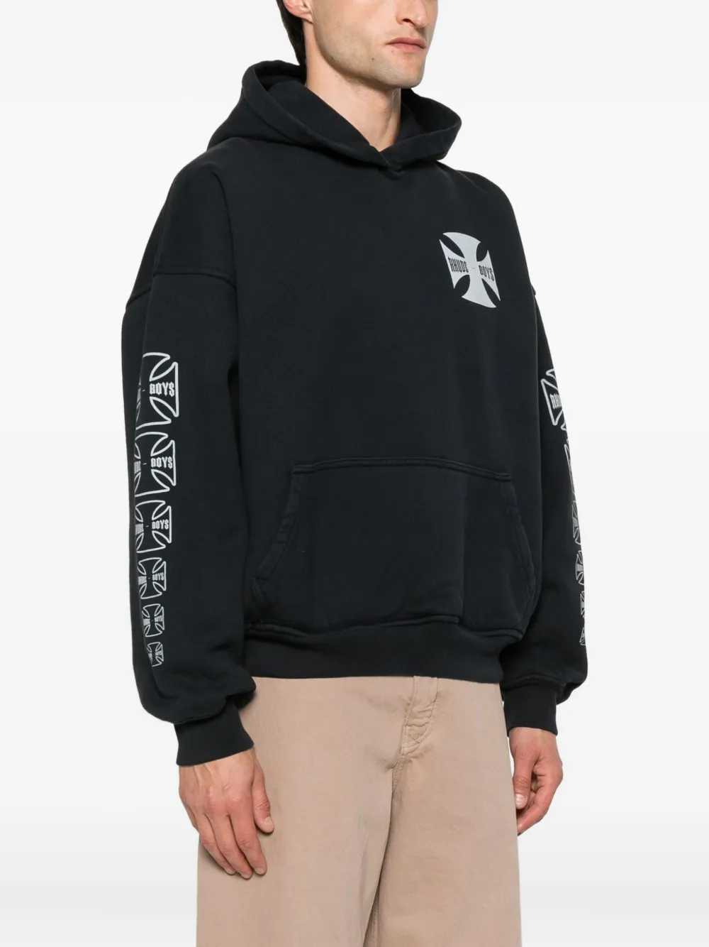 RHUDE logo-print hoodie Zwart