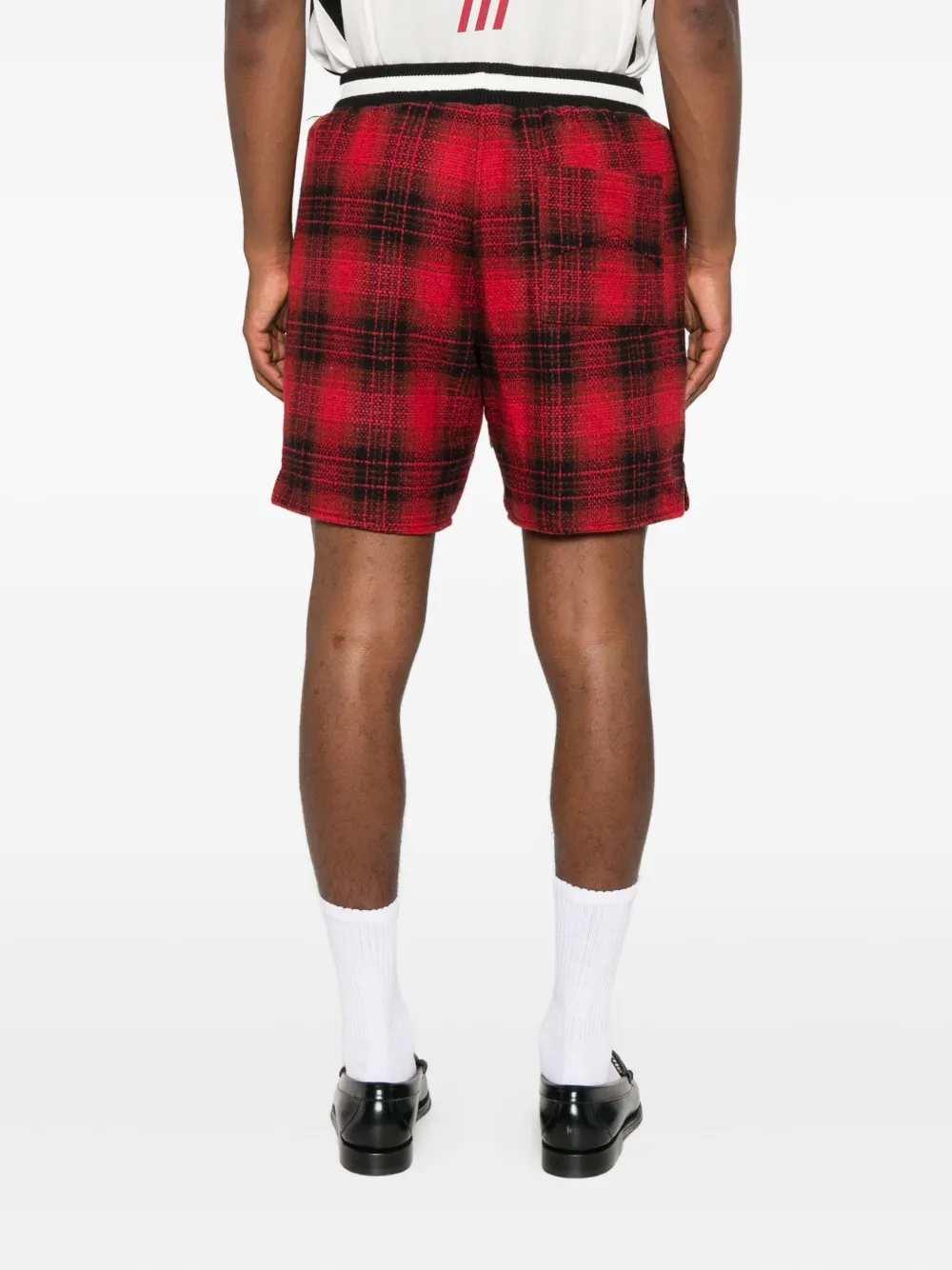 Rhude Mens Red Black Collegiate Court Check-print Woven Shorts Xl In Red
