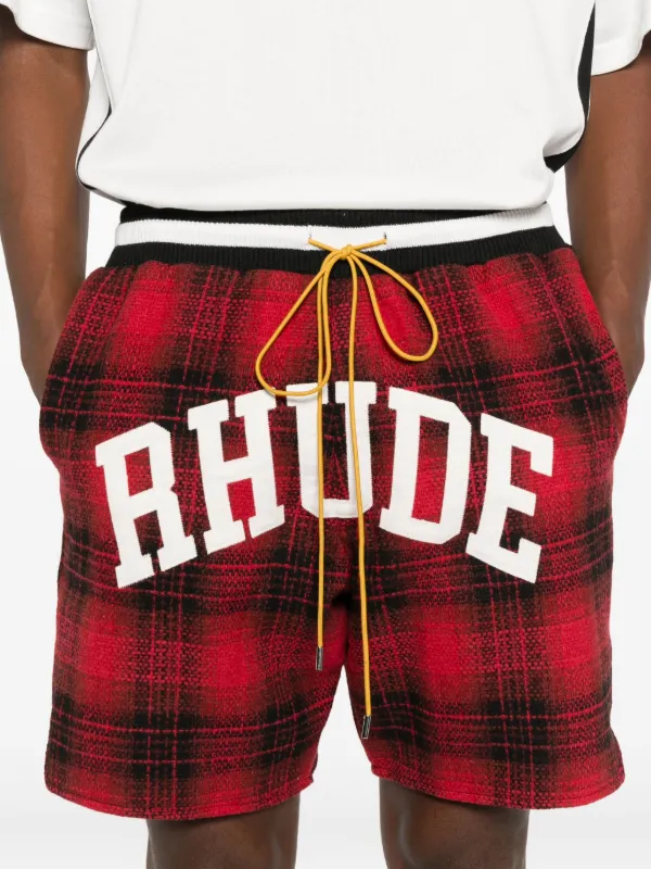 RHUDE（ルード）フランネル カーゴショーツ/M/チェック/USA製 RHUDE Collegiate Logo Plaid Shorts | Red | FARFETCH