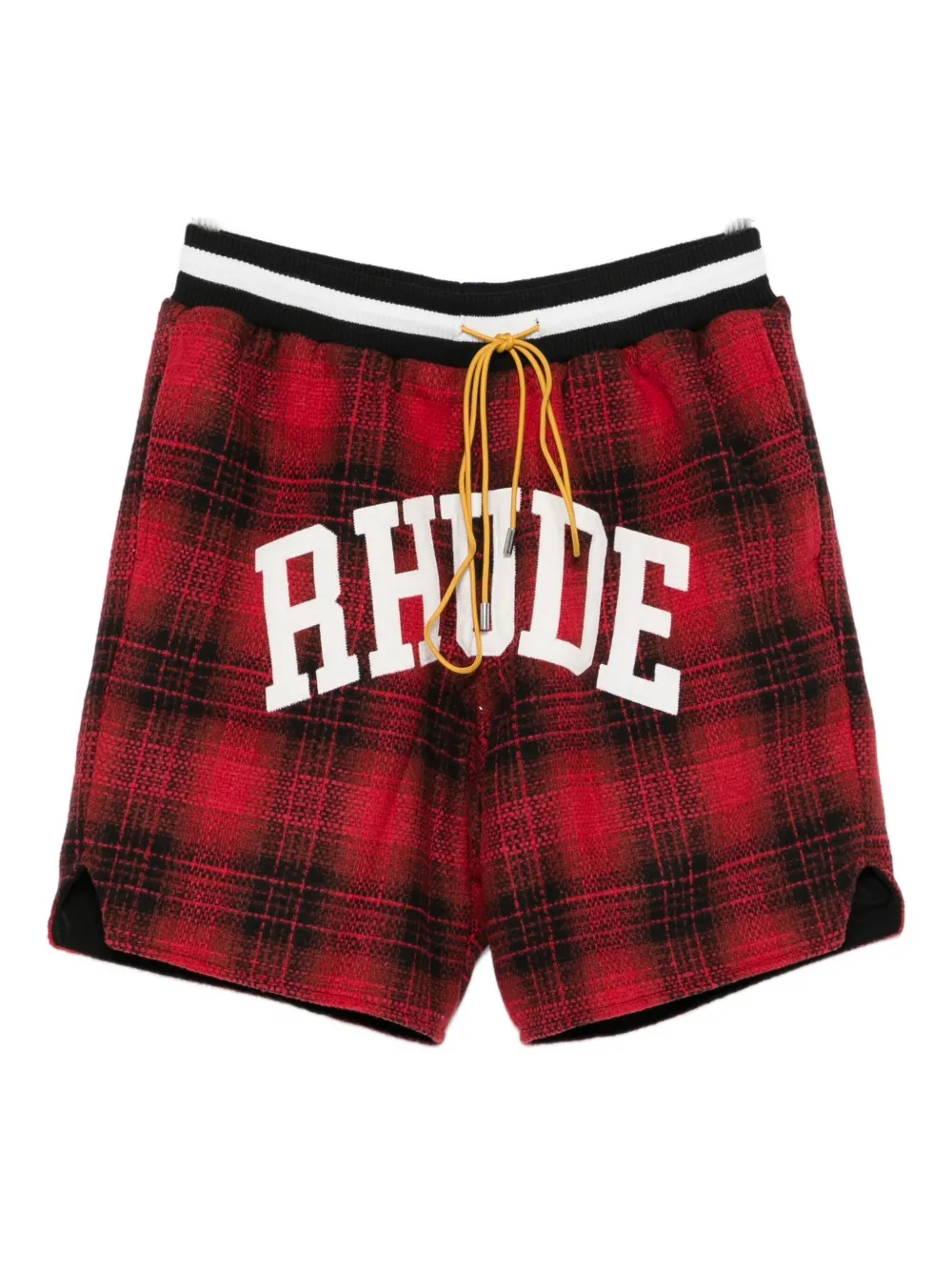 Rhude Mens Red Black Collegiate Court Check-print Woven Shorts Xl In Red