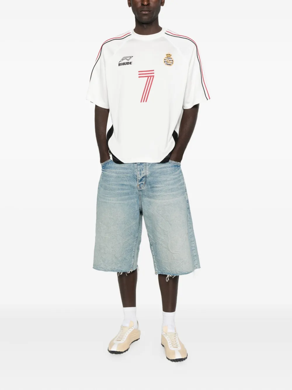 RHUDE Team T-shirt met vlakken - Wit