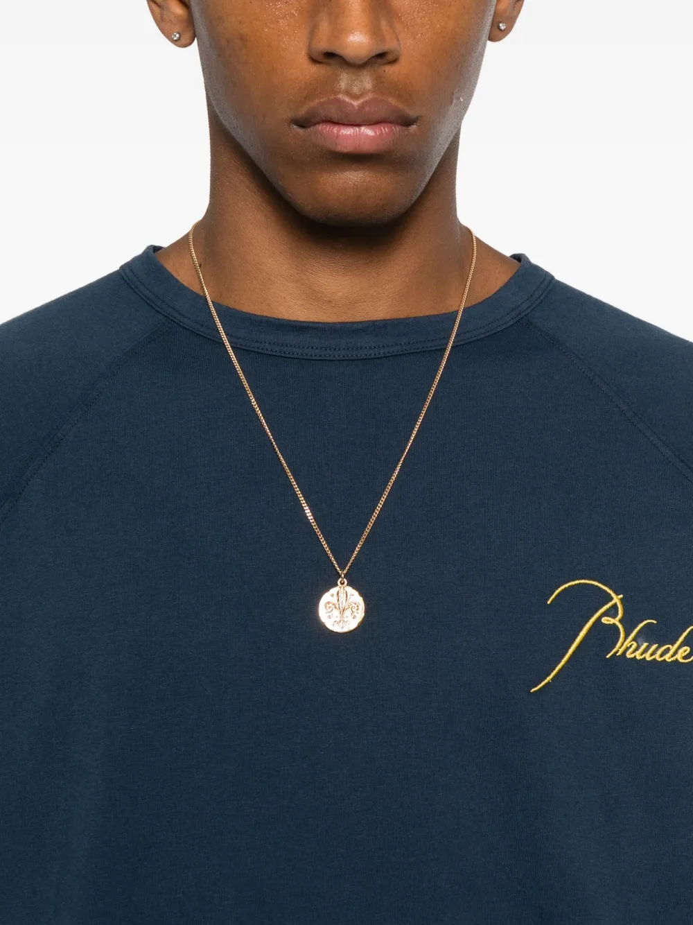 RHUDE T-shirt met raglan mouwen en borduurwerk Blauw