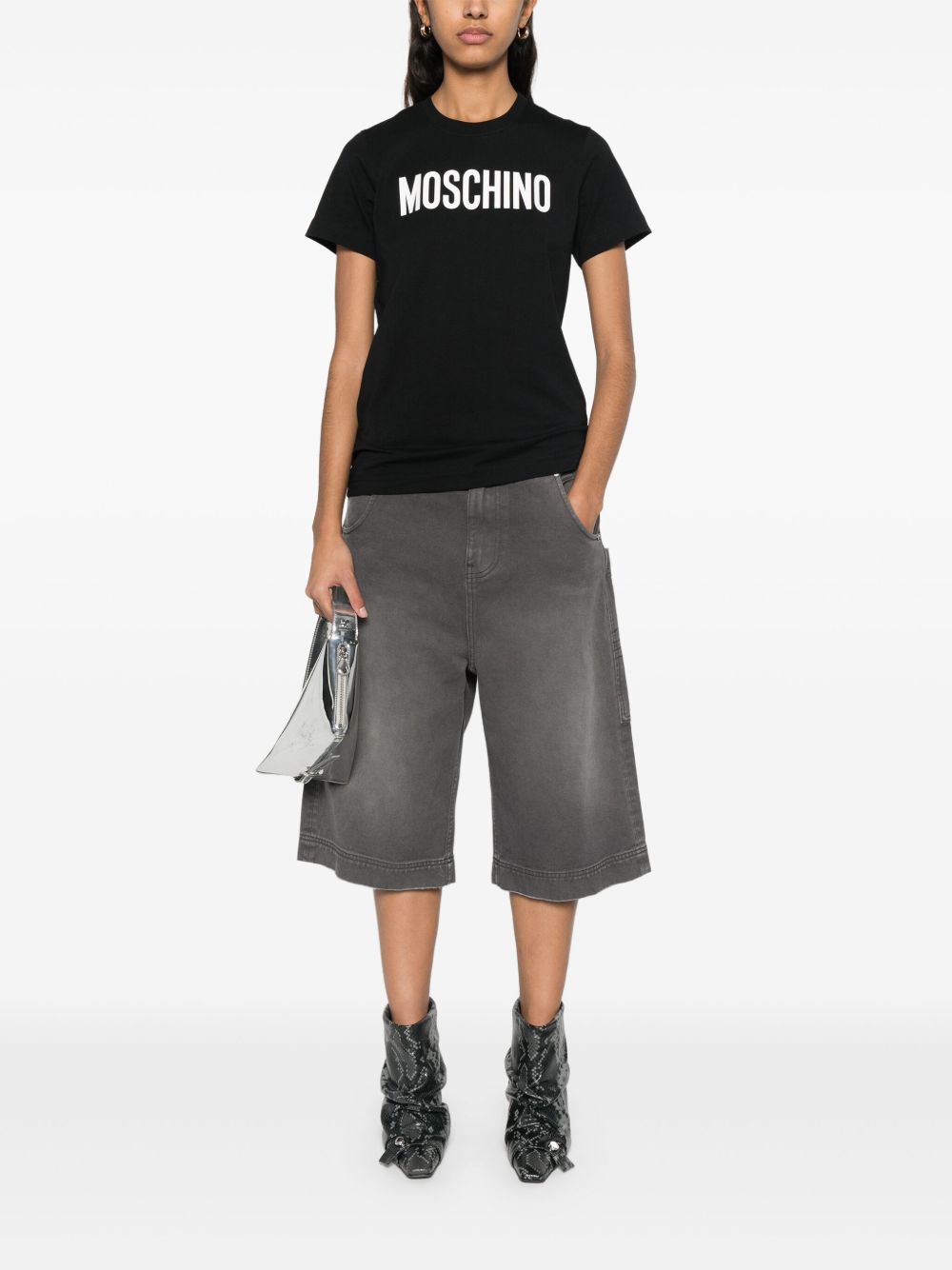 Moschino T-shirt met logoprint Zwart