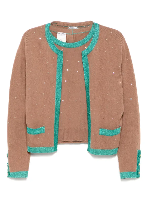 CHANEL Pre-Owned 1996 Ensemble Cardigan Top Brown