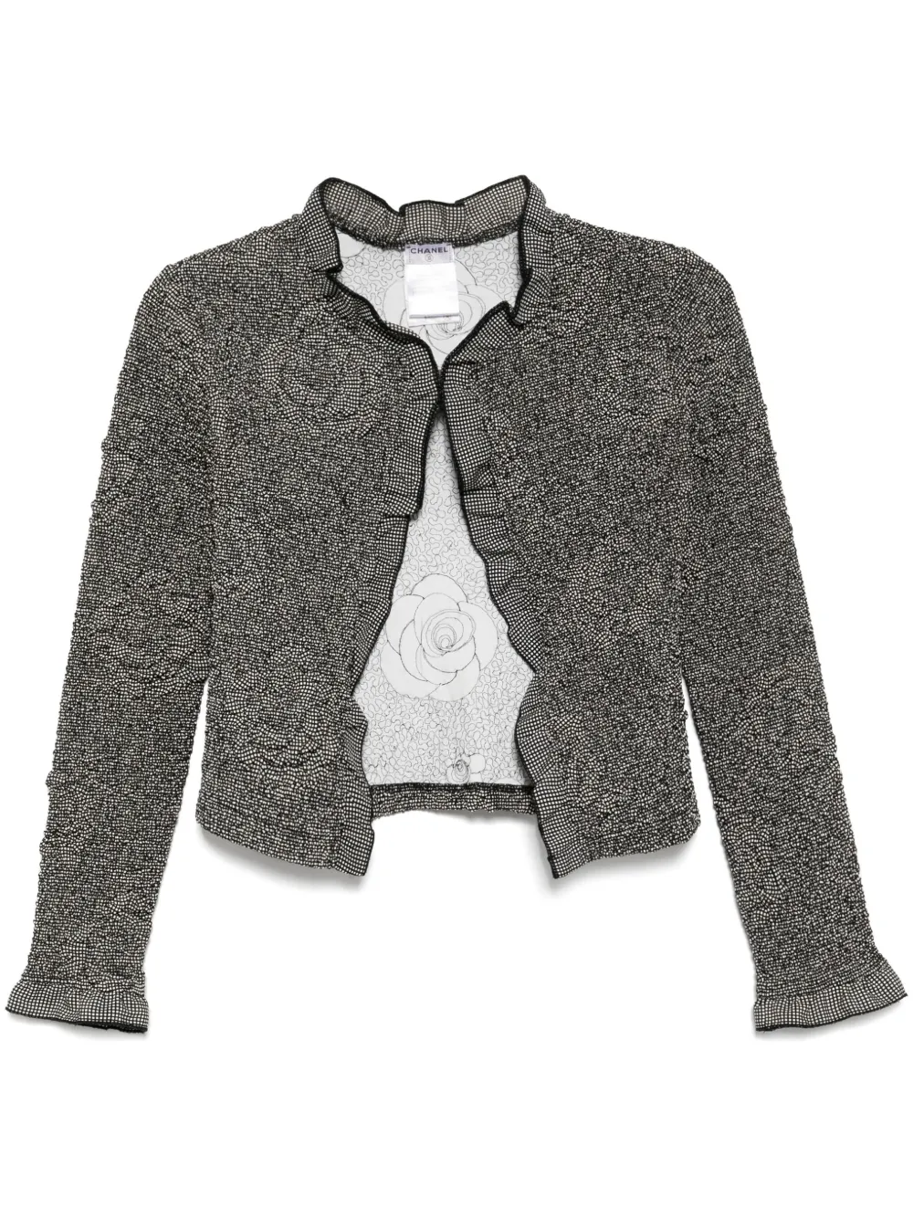 Pre-owned Chanel 2004 Collarless Jacket In White