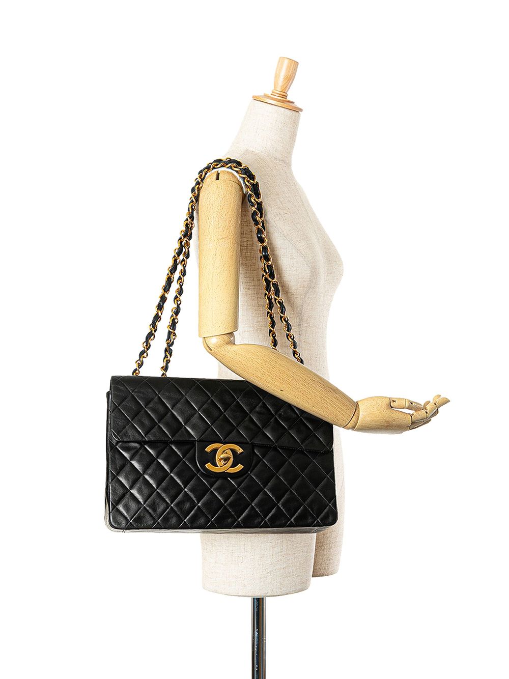 CHANEL Pre-Owned 1991-1994 Maxi XL Classic Lambskin Single Flap shoulder bag - Zwart