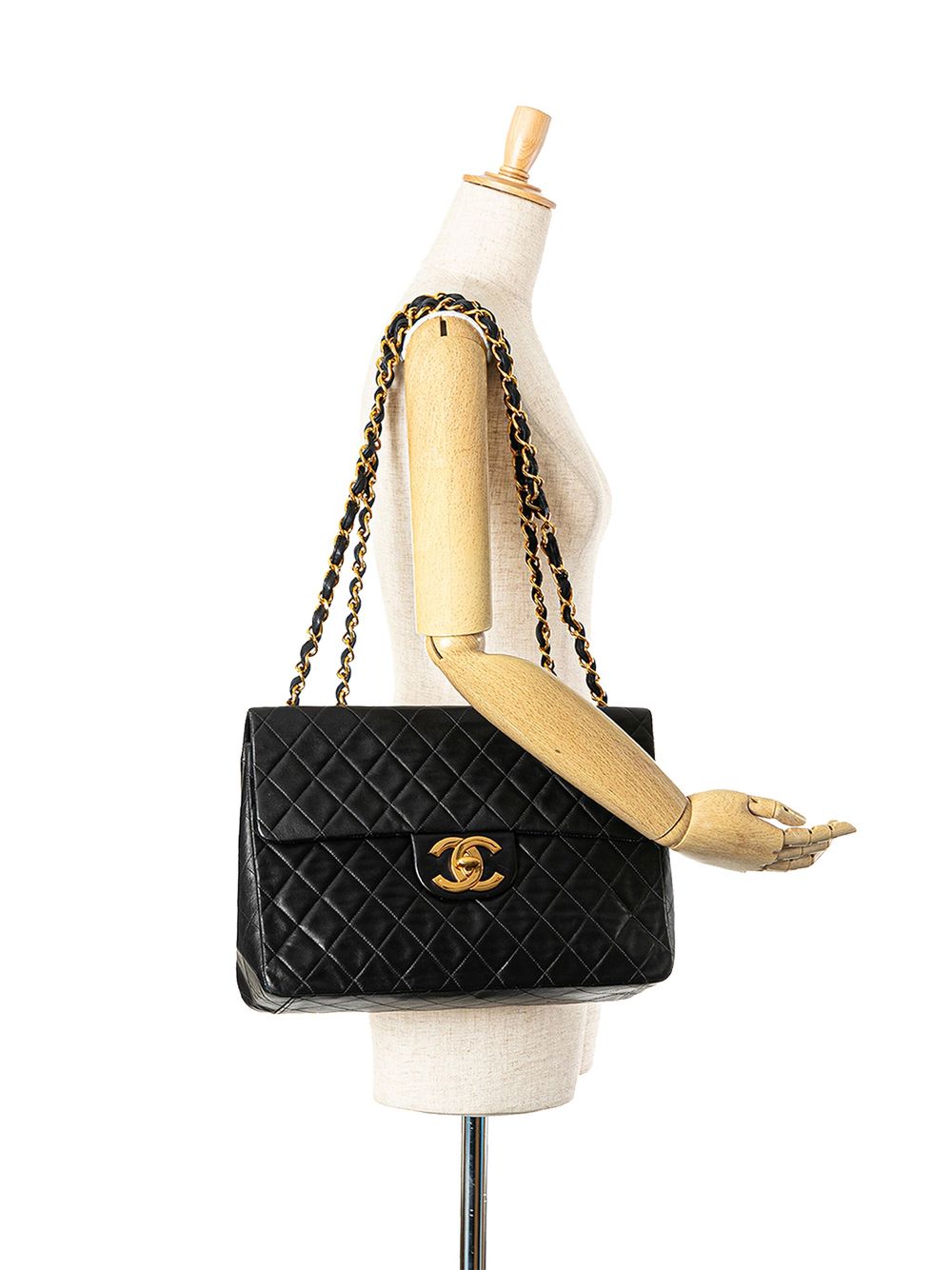 CHANEL Pre-Owned 1991-1994 Maxi XL Classic Lambskin Single Flap shoulder bag - Zwart