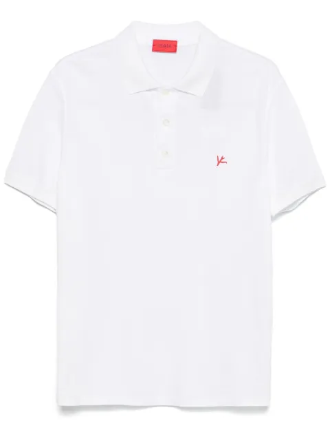 Isaia logo-embroidered polo shirt