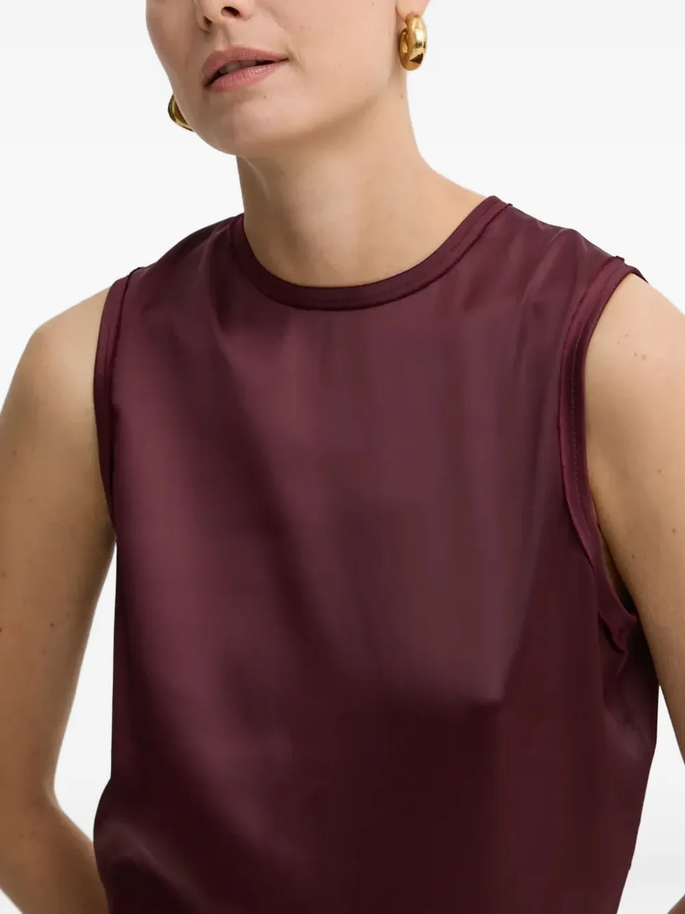 Aeron Asymmetric Sleeveless Dress In Burgundy