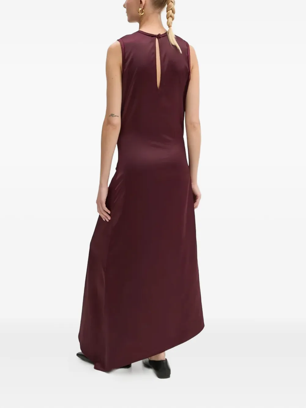 Aeron Asymmetric Sleeveless Dress In Burgundy