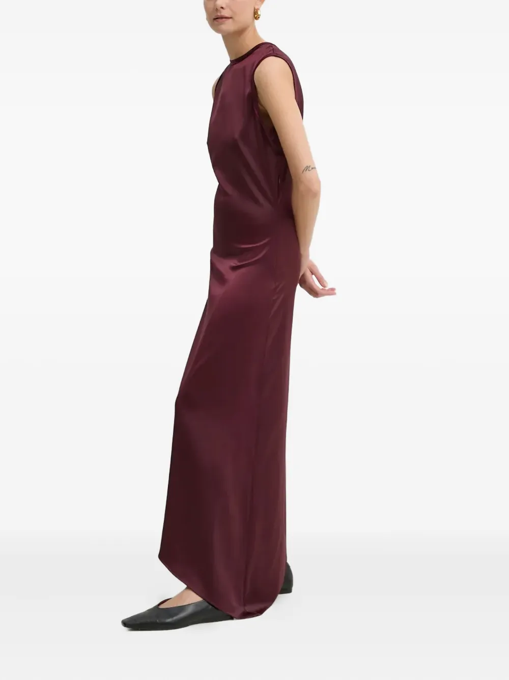 Aeron Asymmetric Sleeveless Dress In Burgundy
