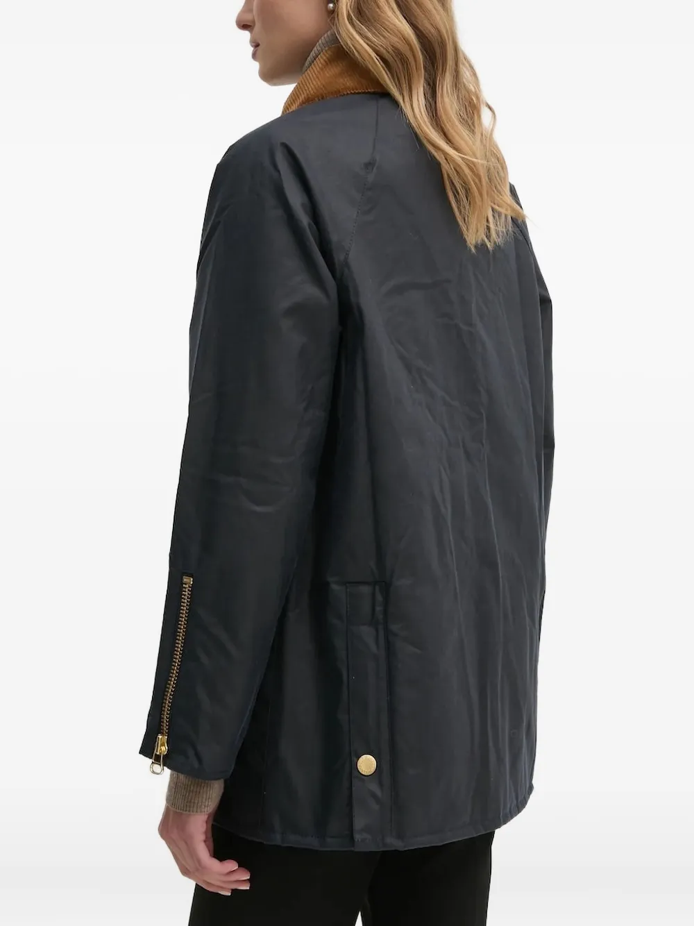 Barbour Jack met ribfluwelen kraag en rits Blauw