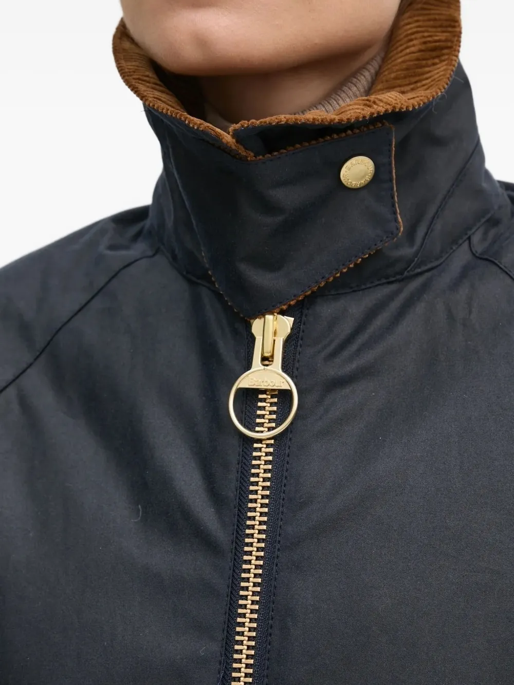 Barbour Jack met ribfluwelen kraag en rits Blauw