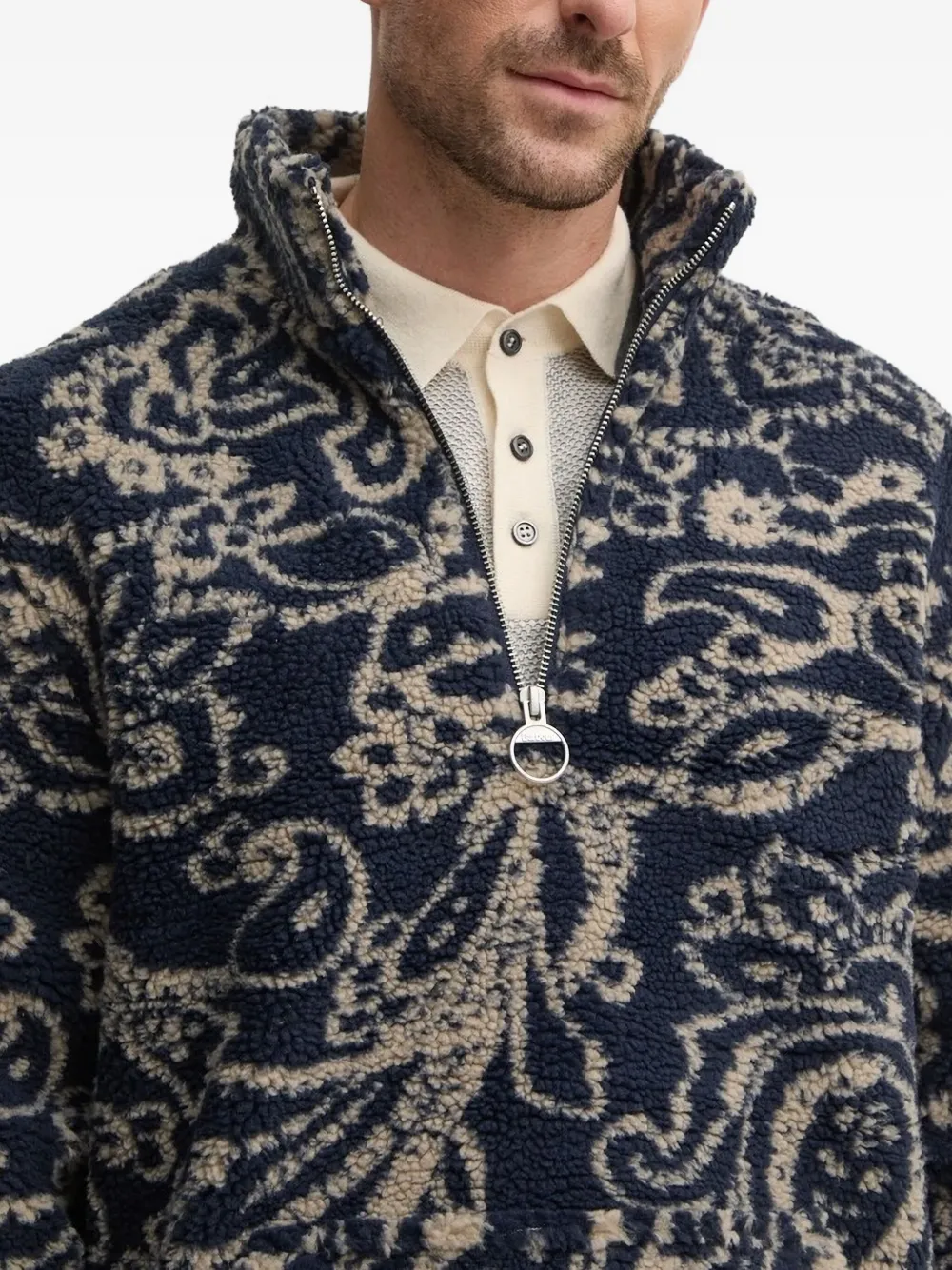 Barbour paisley half-zip fleece sweatshirt Blauw