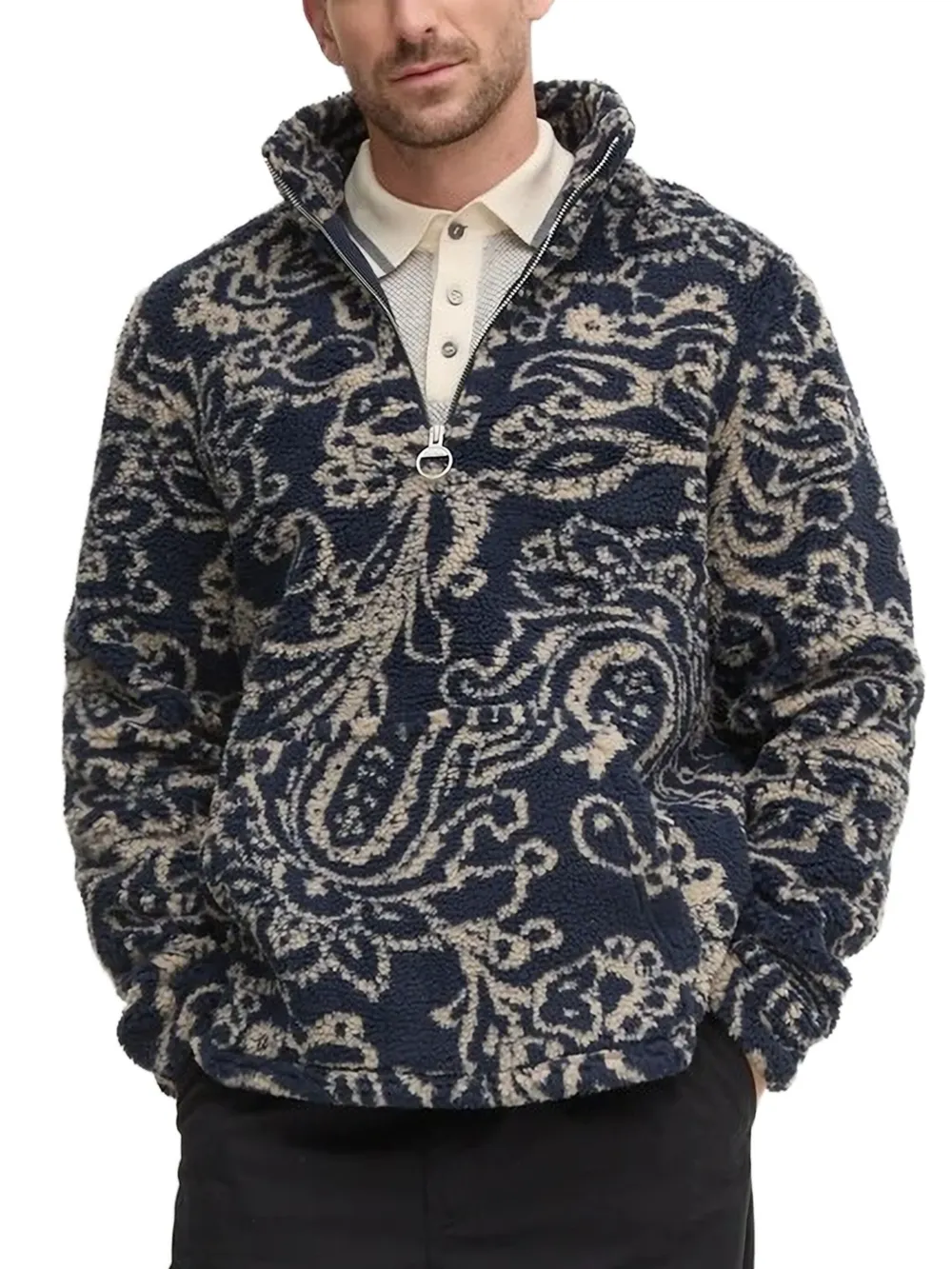 Barbour paisley half-zip fleece sweatshirt Blauw