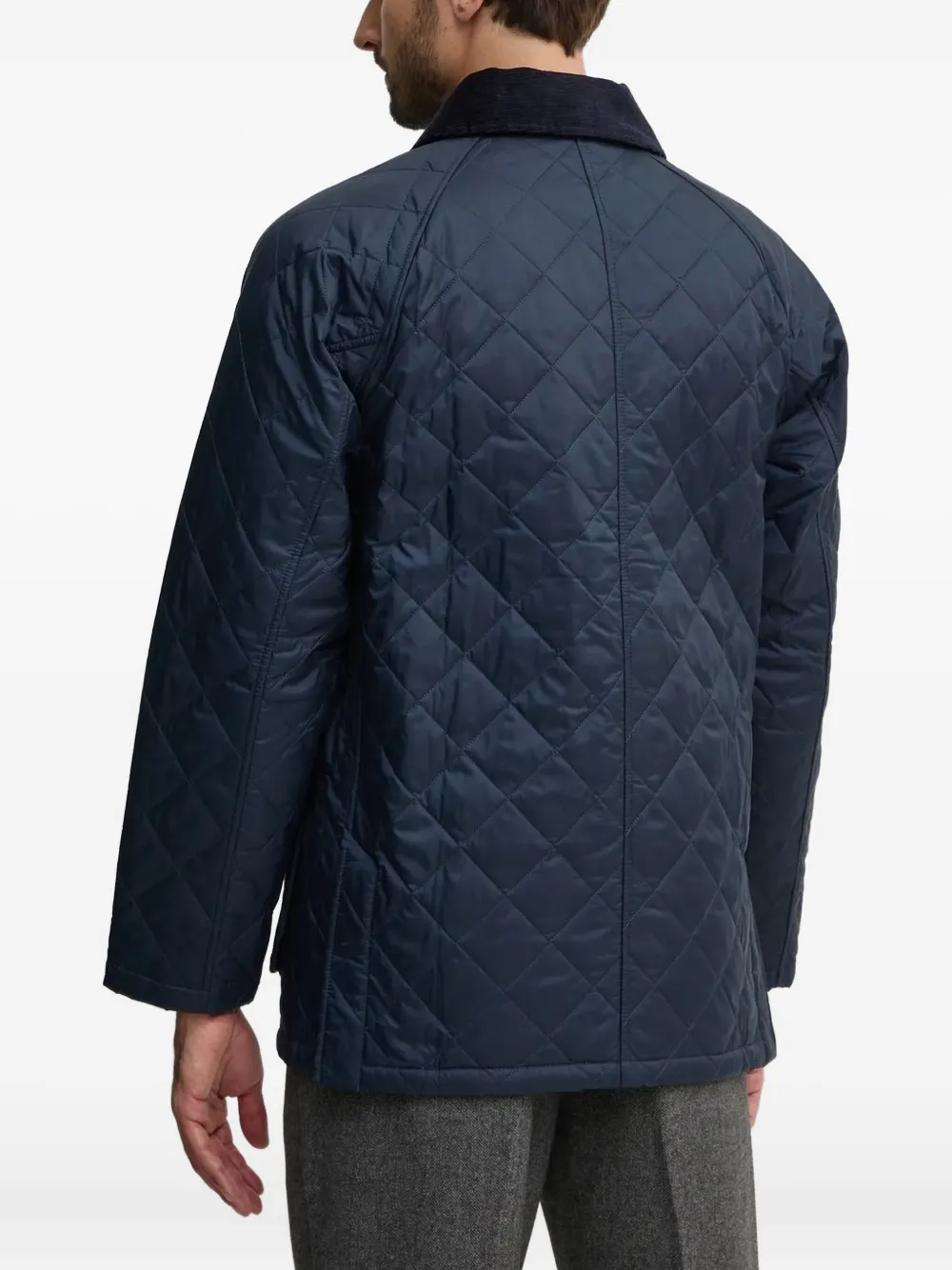 Barbour Diamond-quilting Corduroy-collar Jacket In Blue