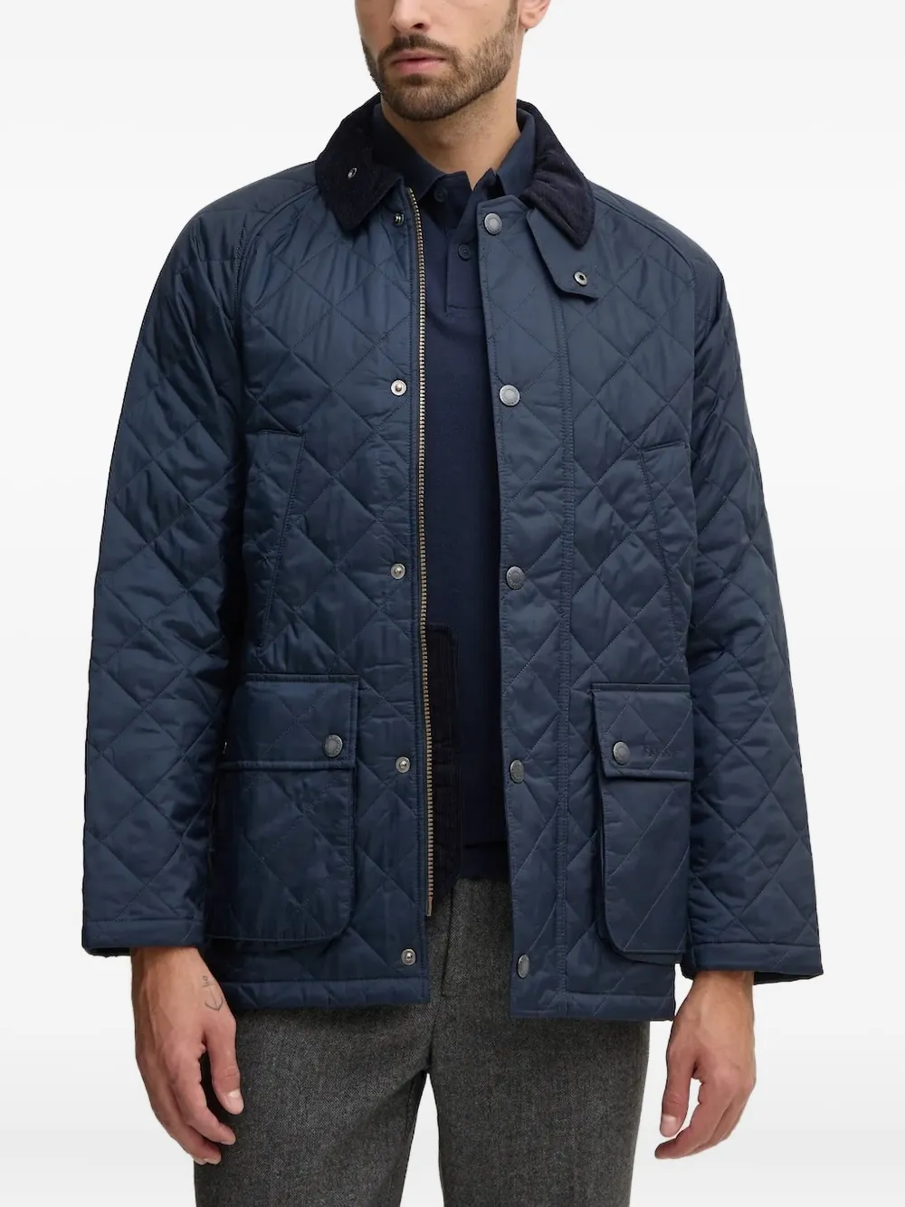 Barbour diamond-quilting corduroy-collar jacket | Blue | Image 1