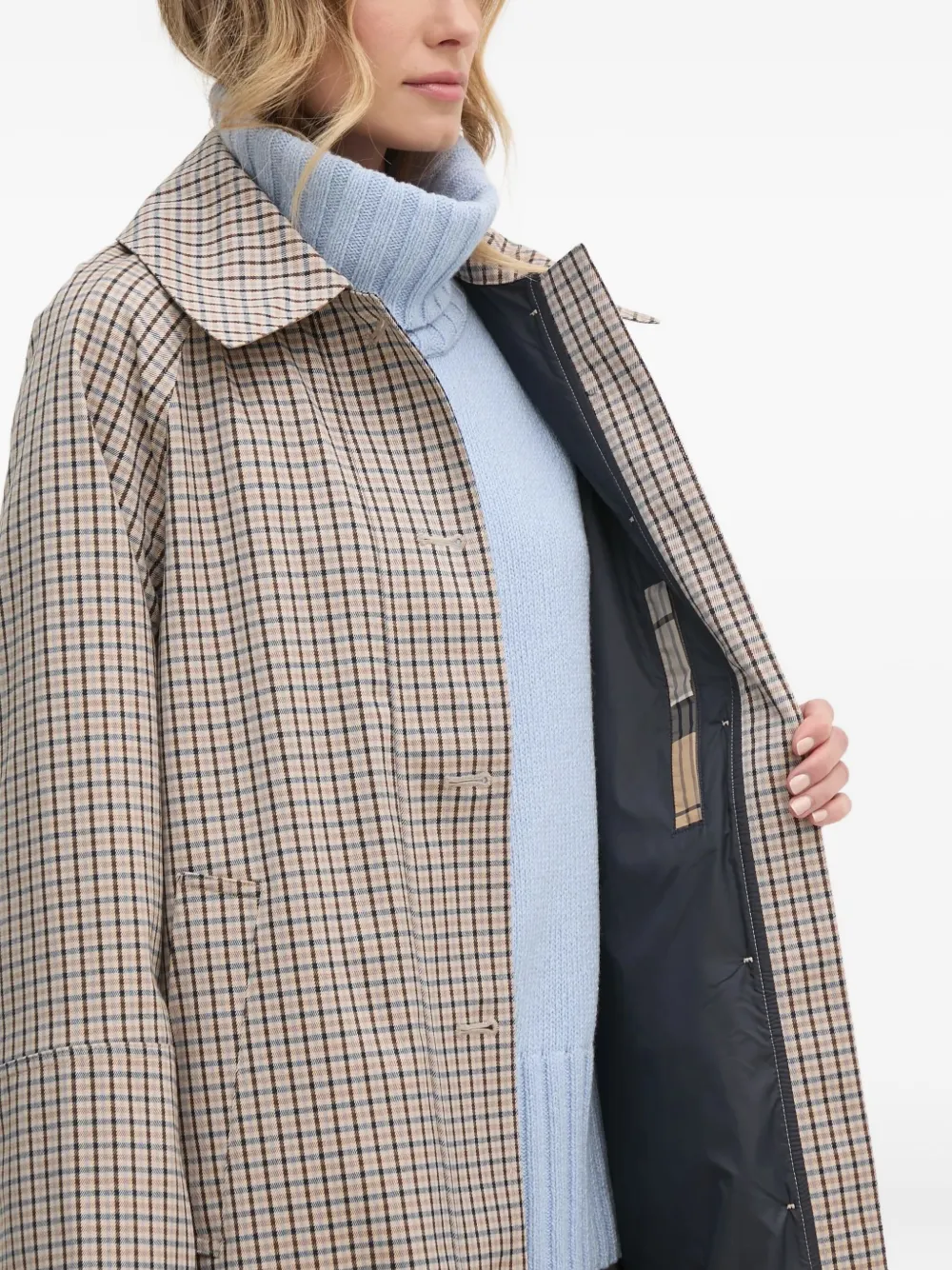 Barbour Beatrix Check Belted Trench Coat In Black