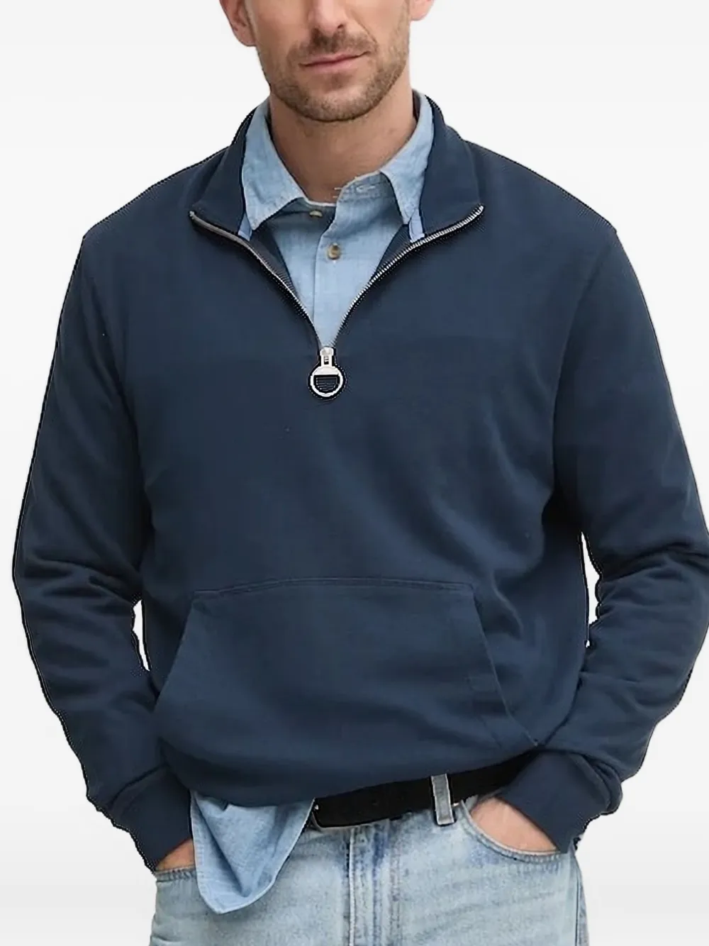 Barbour half-zip cotton sweatshirt Blauw