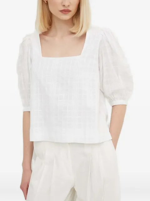 Barbour checked puff-sleeve blouse