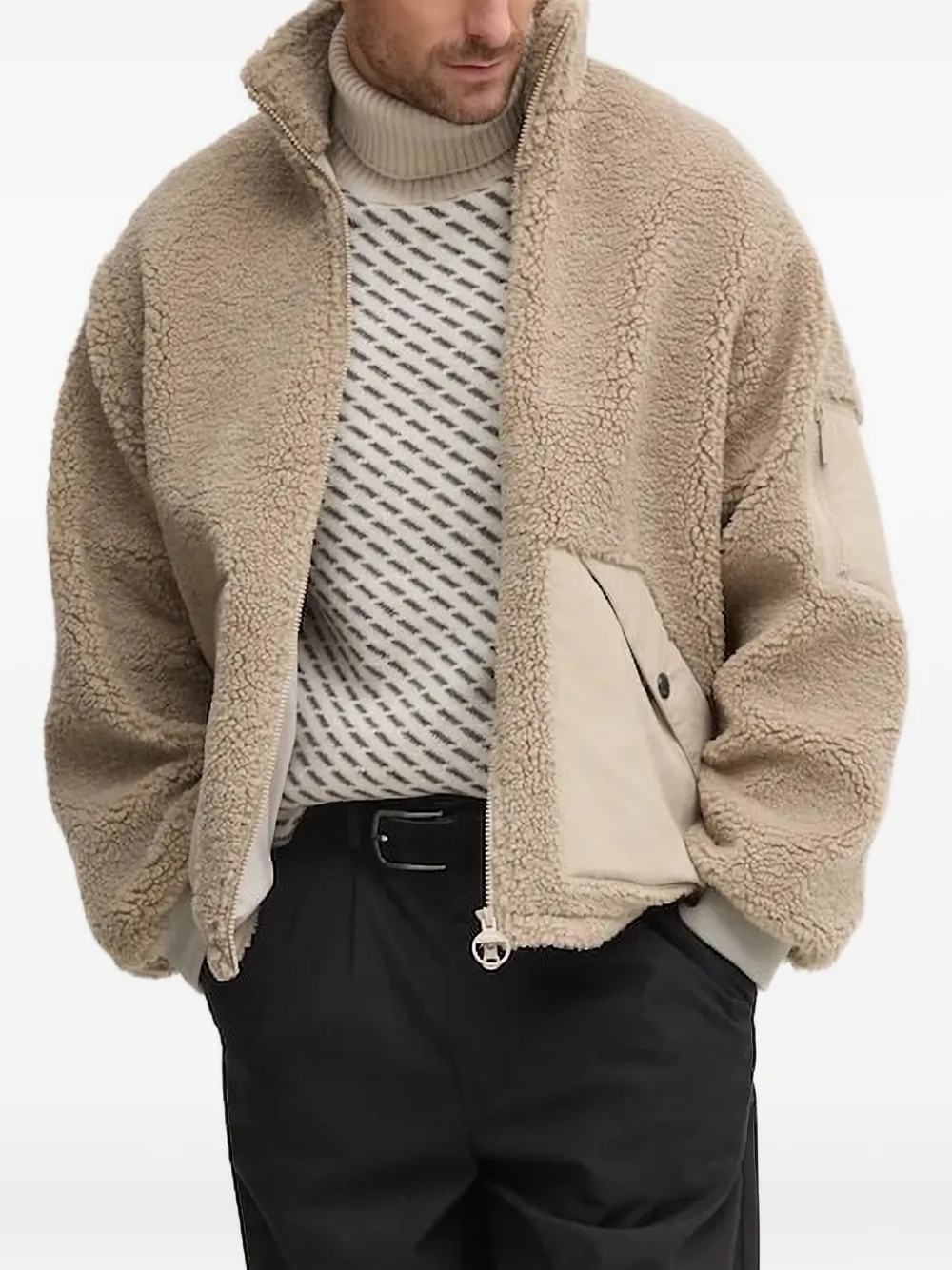 Barbour zip-up fleece jacket Beige