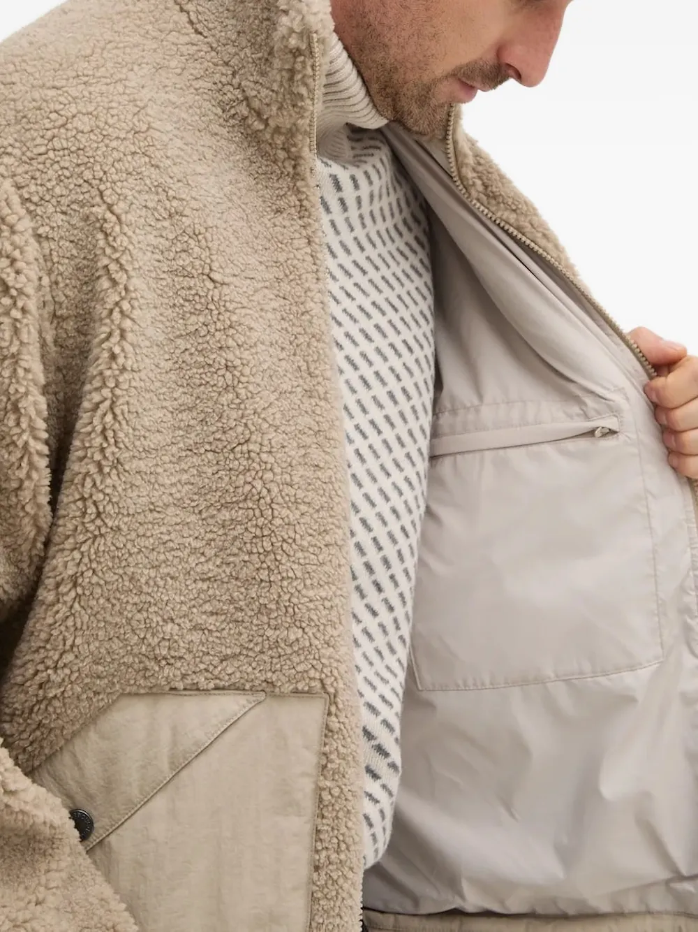 Barbour zip-up fleece jacket Beige