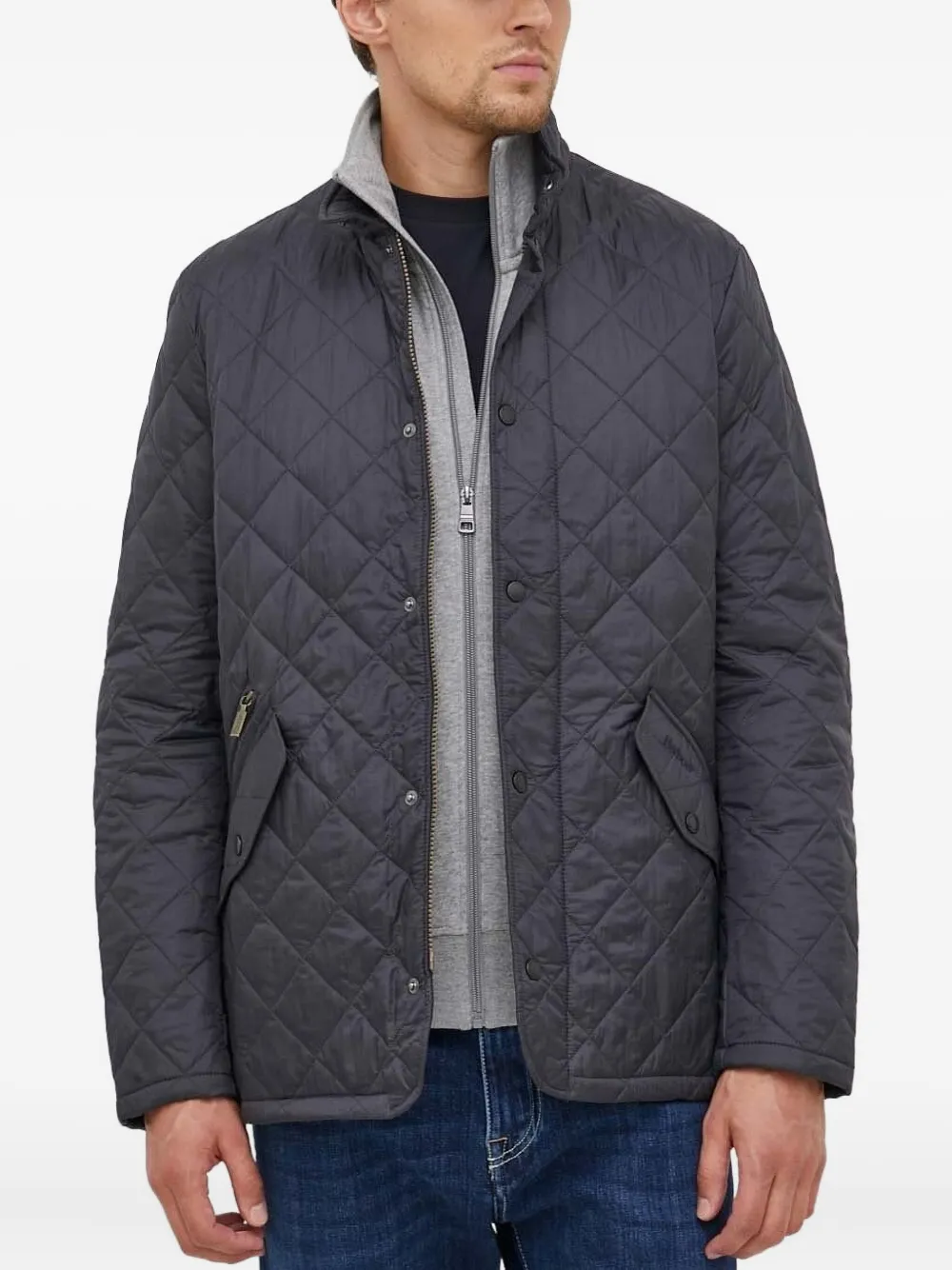 Barbour diamond-quilted padded jacket Grijs