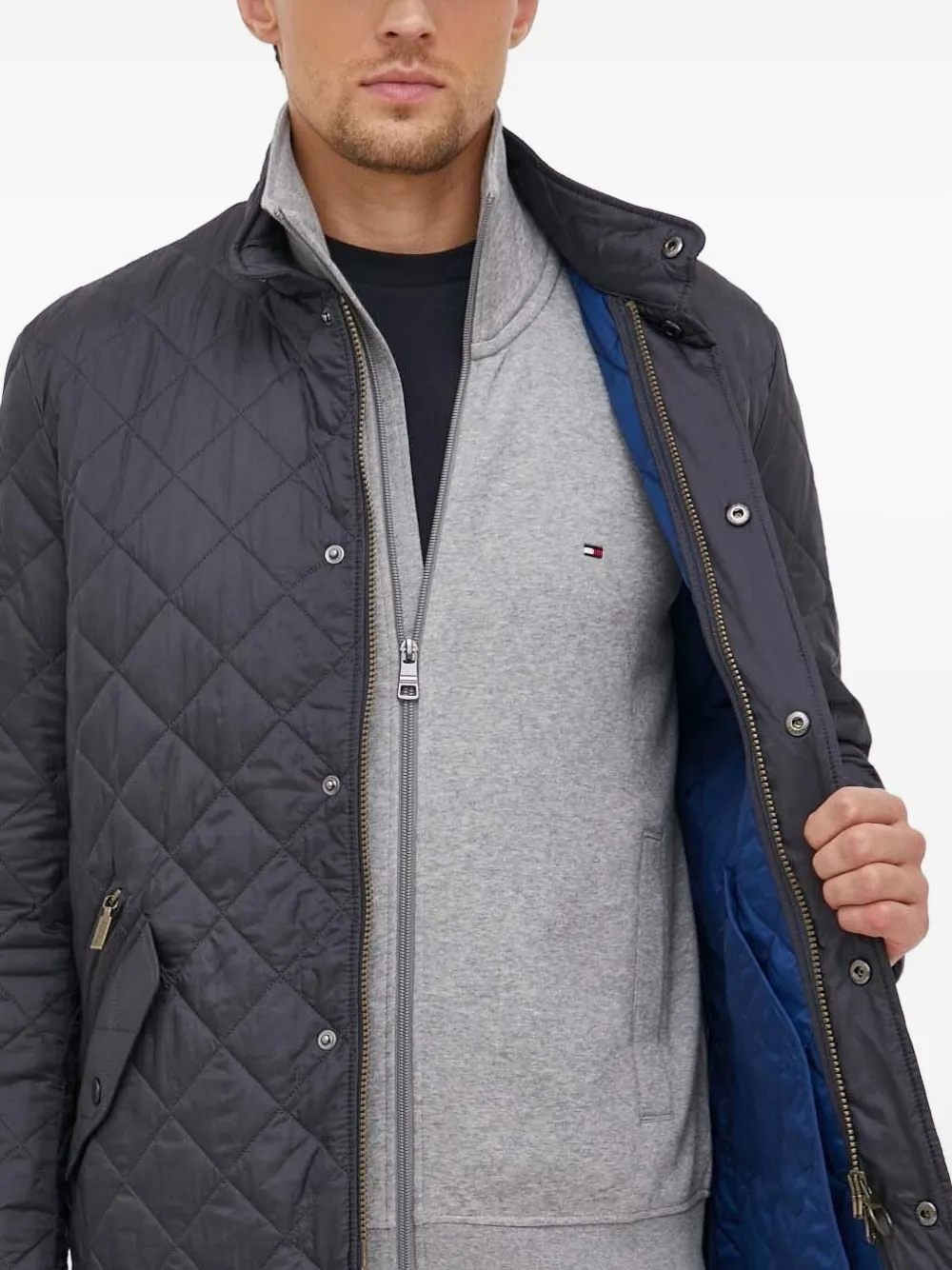Barbour diamond-quilted padded jacket Grijs