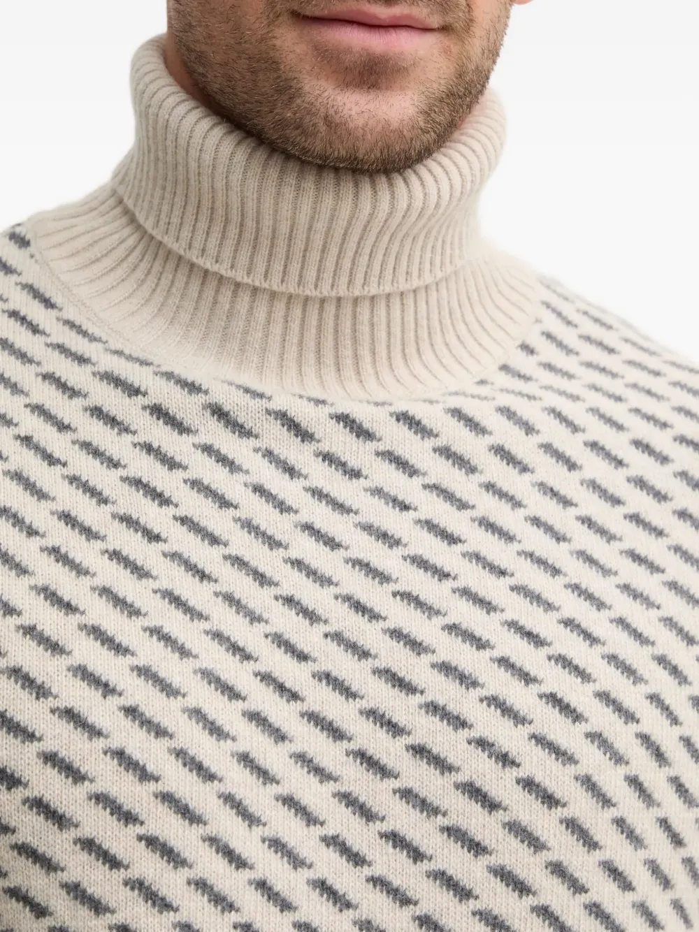 Barbour Roll-neck Patterned Sweater In Neutral