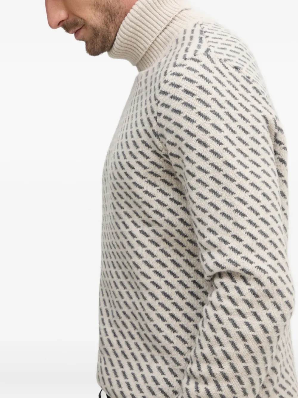 Barbour Roll-neck Patterned Sweater In Neutral