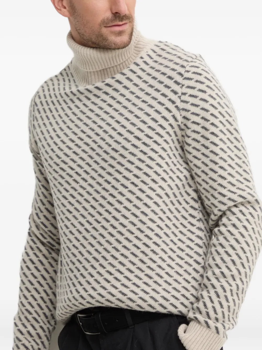 Barbour Roll-neck Patterned Sweater In Neutral