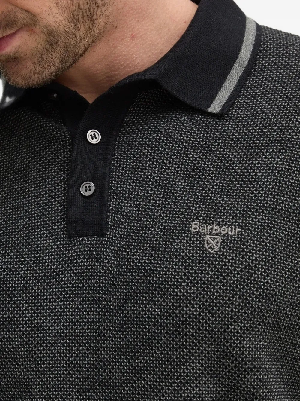 Barbour Poloshirt met textuur Zwart