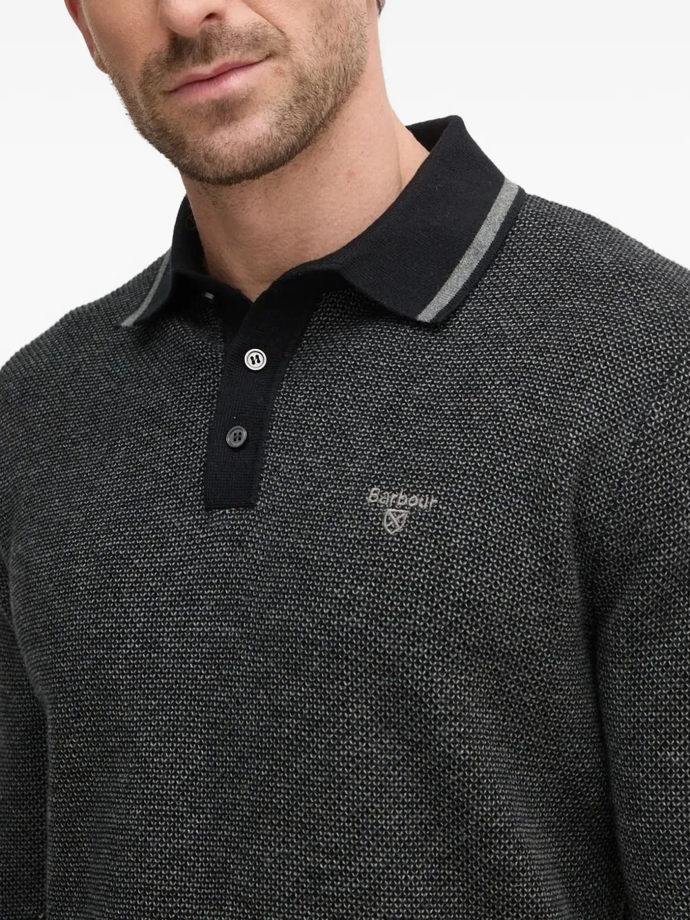 Barbour Poloshirt met textuur Zwart