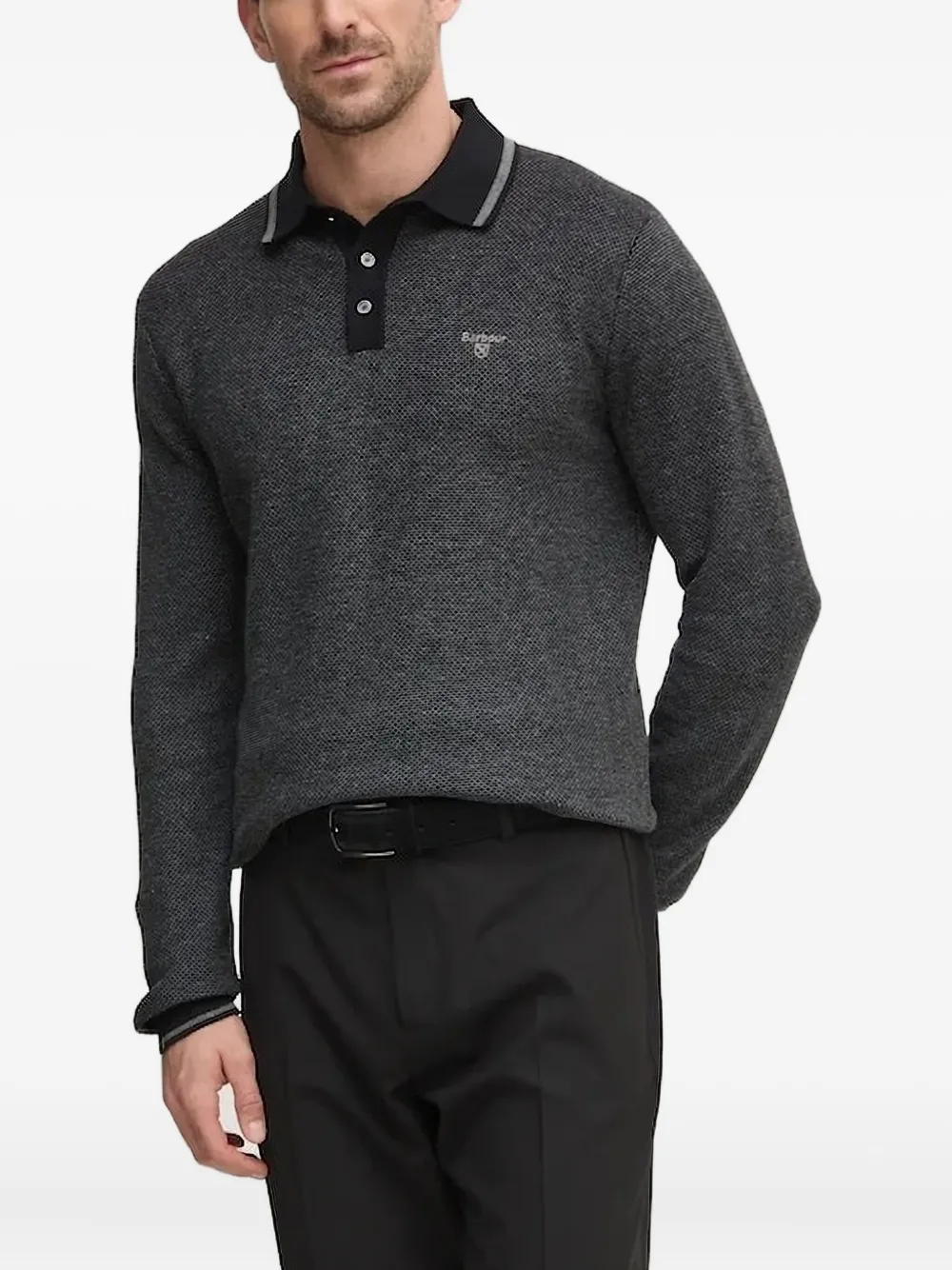 Barbour Poloshirt met textuur Zwart