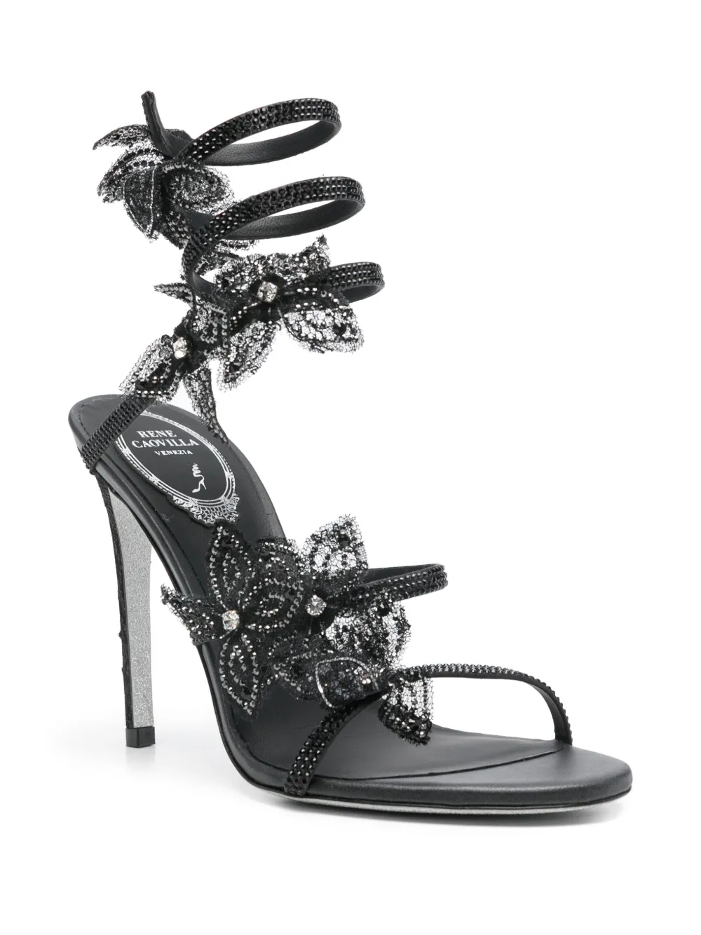 René Caovilla 105mm Floriane Aquamarine sandals X914 GRIGIO