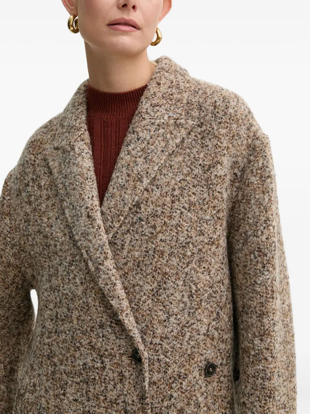 Aeron Speckled Double-breasted Coat In Neutral