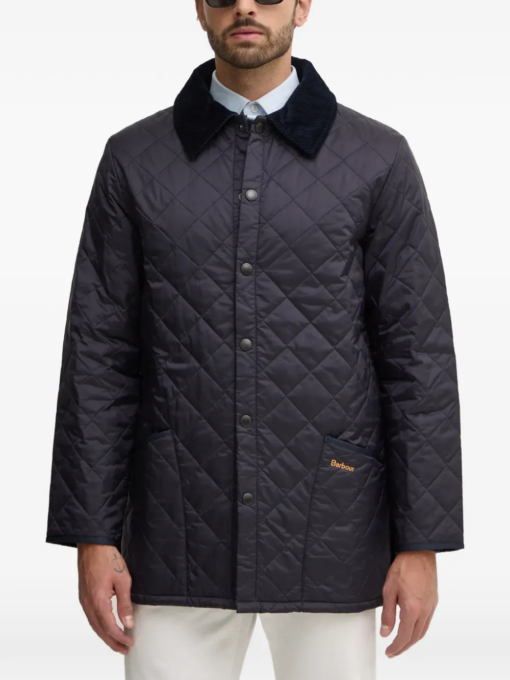 Barbour Liddesdale corduroy-collar quilted padded jacket - Blau