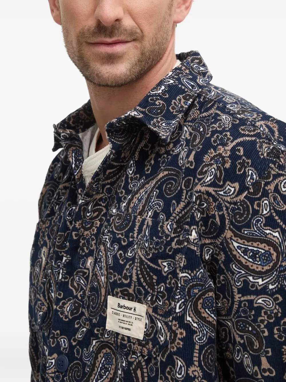 Barbour Ribfluwelen overhemd met paisley-print Blauw