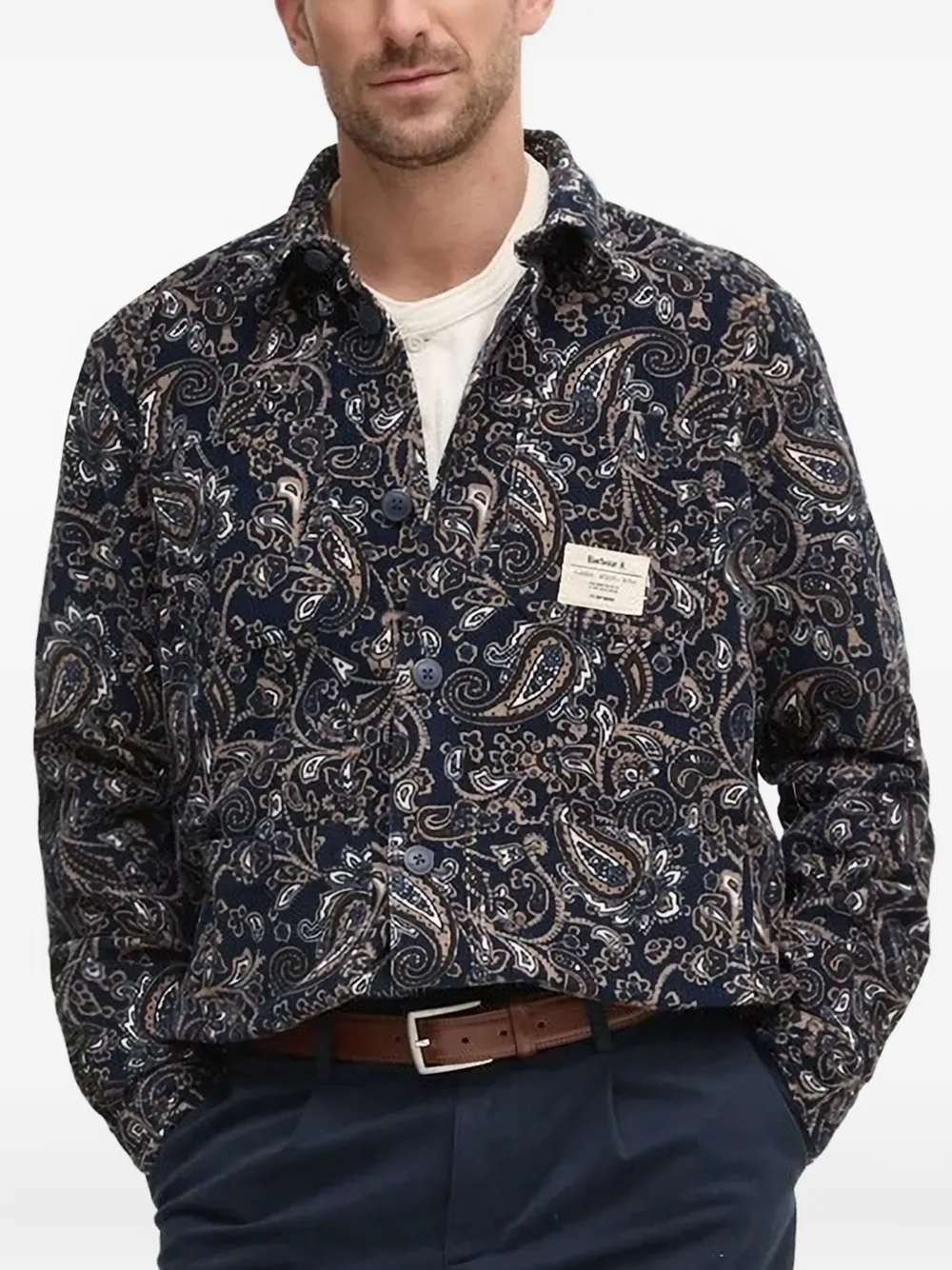 Barbour Ribfluwelen overhemd met paisley-print Blauw