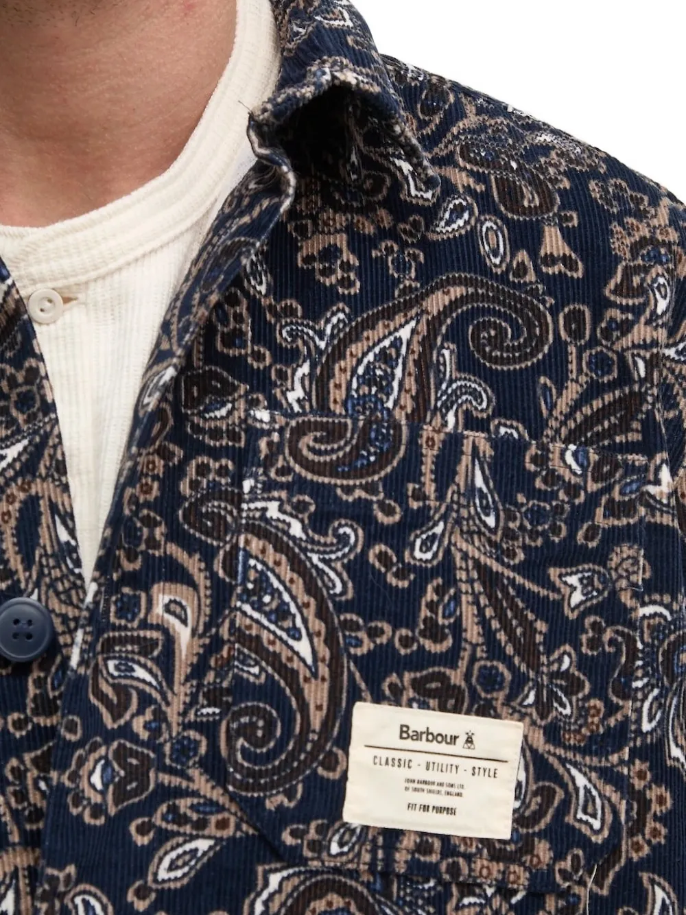 Barbour Ribfluwelen overhemd met paisley-print Blauw