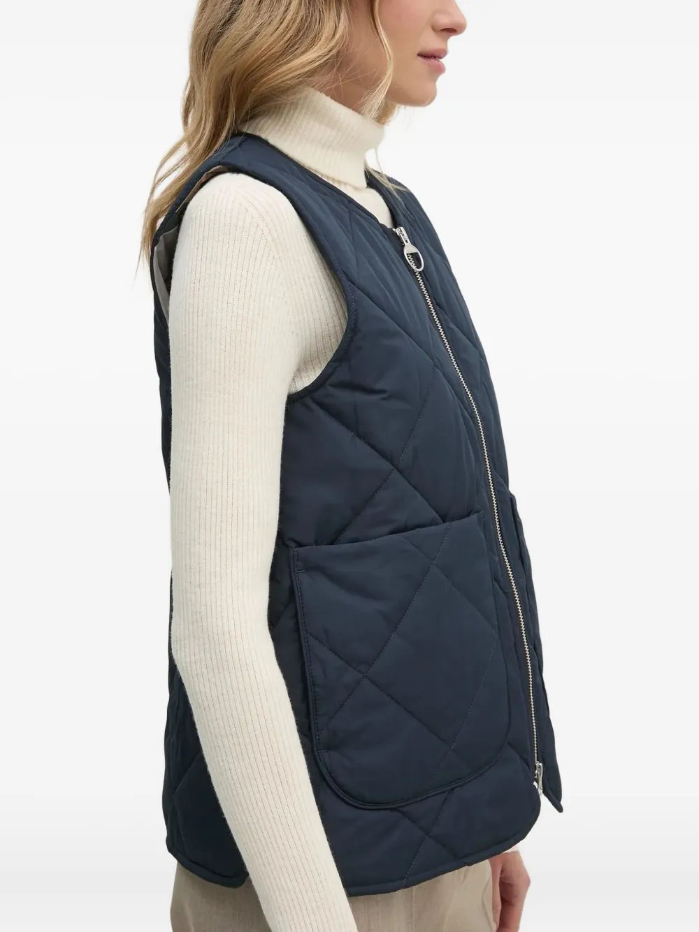 Barbour Gewatteerde top met diamantpatroon Blauw