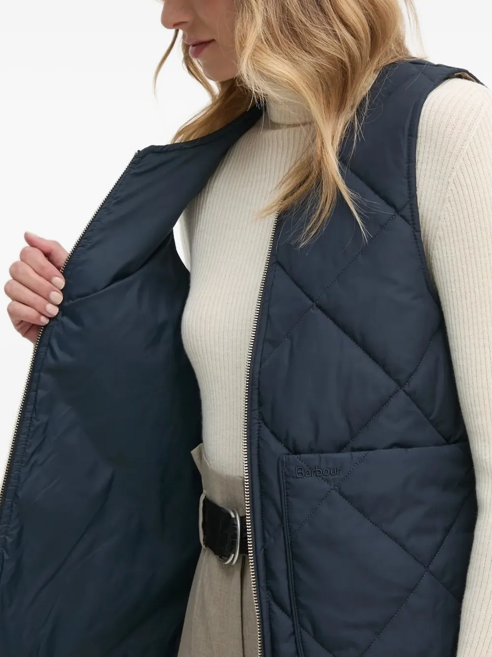 Barbour Gewatteerde top met diamantpatroon Blauw