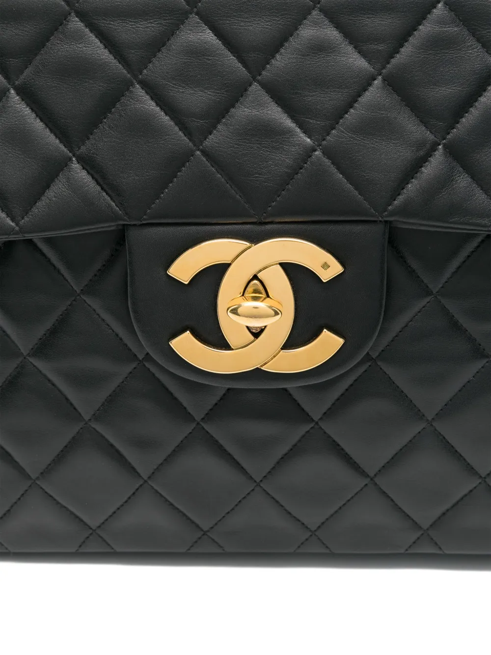 Pre-owned Chanel 1991-1994 Jumbo Flap Bag In Black