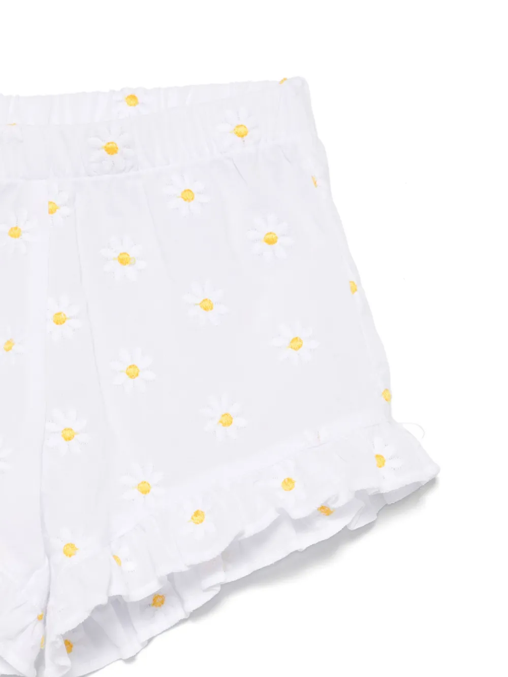 Il Gufo Top en shorts met geborduurde bloemen Wit